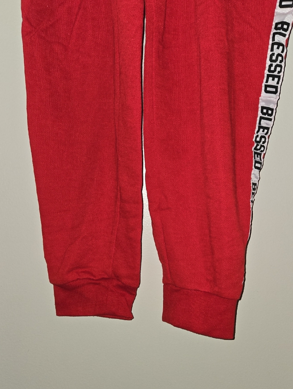 Red 'Blessed' Side-Strip Joggers - Picture 2 of 5